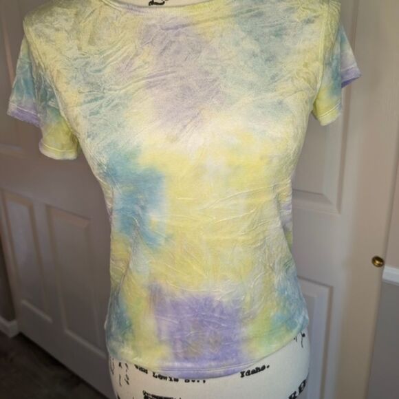 NWT Free People Dreamy Yellow and Purple Fitted Tee - Picture 1 of 6